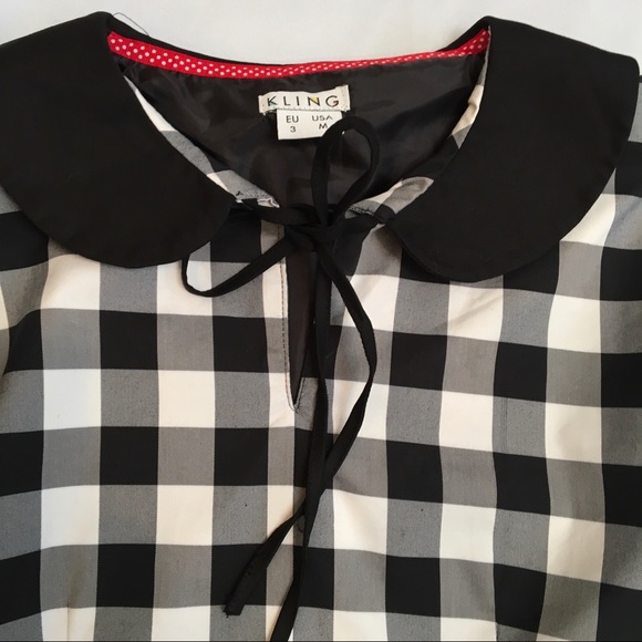 Kling Black and White Checked Dress Size 3 - Picture 6 of 8